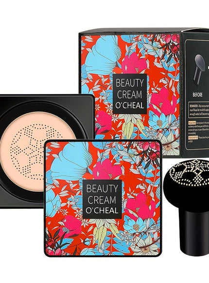 Mushroom Head Foundation BB Cream  Full Coverage LongLasting Moisturizing Concealer for All Skin Types Natural Nude Finish with Floral Packaging Longlasting Foundation  Artistic Packaging  Vibrant Design
