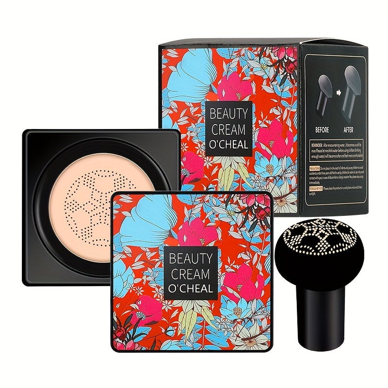 Mushroom Head Foundation BB Cream  Full Coverage LongLasting Moisturizing Concealer for All Skin Types Natural Nude Finish with Floral Packaging Longlasting Foundation  Artistic Packaging  Vibrant Design