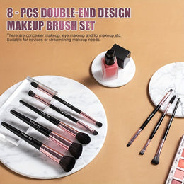Luxury GoldenTip Travel Makeup Brush Set 8Piece Kit