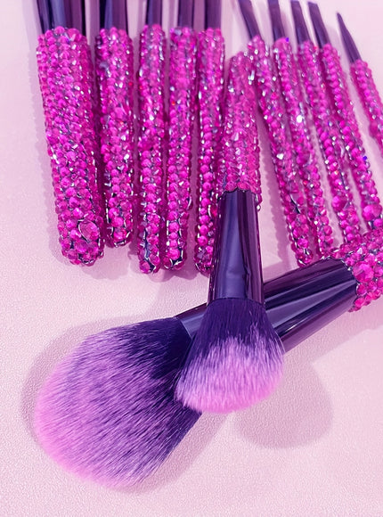 12Piece Crystal Bling Makeup Brush Set Glam Gifts