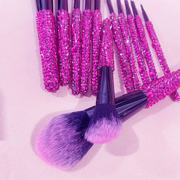 12Piece Crystal Bling Makeup Brush Set Glam Gifts