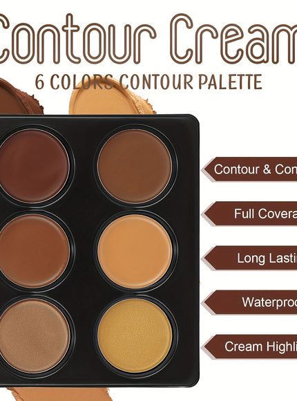 6Color Contour Cream Palette Full Coverage Matte Waterproof