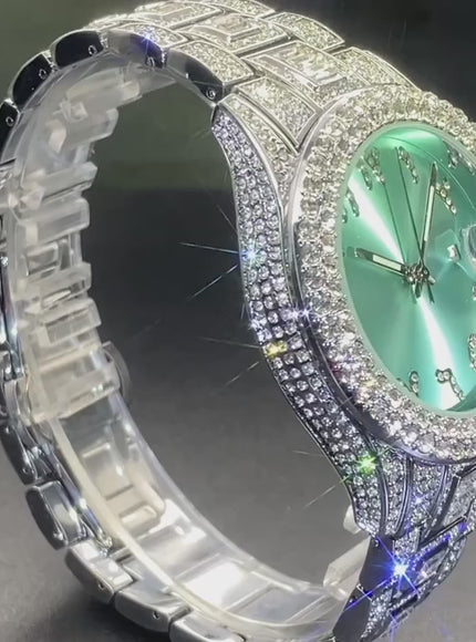 MISSFOX Couples Luxury Ice Blue Rhinestone Quartz Watches