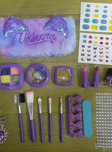 Sparkling Christmas New Year Girls Washable Nail Art  Makeup Set