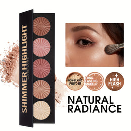 Langmanni New 5Color Highlighter  Contour Palette  Natural Dimensional Glow for Face Makeup Cheek Contouring Seamless Blend Creamy Texture Longlasting Wear Skinfriendly Ingredients Multishade Compact Beauty Enthusiasts