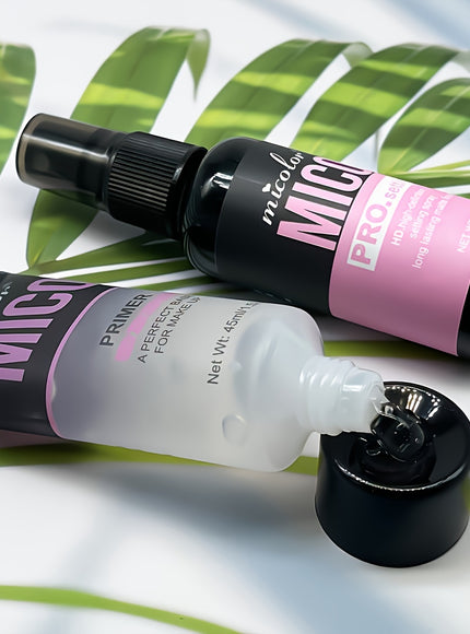 HD LongLasting MICO 2pcs Makeup Primer and Setting Duo  Pore Minimizing Color Enhancing Smooth Finish  White Shade Under 1 fl oz