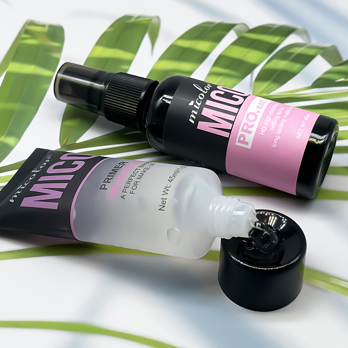 HD LongLasting MICO 2pcs Makeup Primer and Setting Duo  Pore Minimizing Color Enhancing Smooth Finish  White Shade Under 1 fl oz