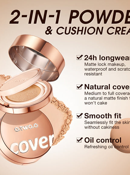OTWOO 2in1 Soft Focus  Matte Finish Compact  LongLasting Waterproof Oil Control Full Coverage for All Skin Types  Aloe Vera  Peony Root Infused Natural Look Cushion Foundation Allday MakeupElegant Metallic CasePeony Root Extract