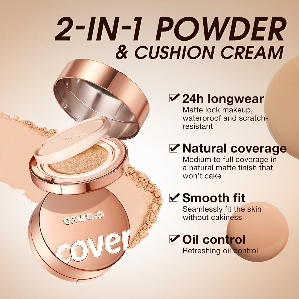OTWOO 2in1 Soft Focus  Matte Finish Compact  LongLasting Waterproof Oil Control Full Coverage for All Skin Types  Aloe Vera  Peony Root Infused Natural Look Cushion Foundation Allday MakeupElegant Metallic CasePeony Root Extract