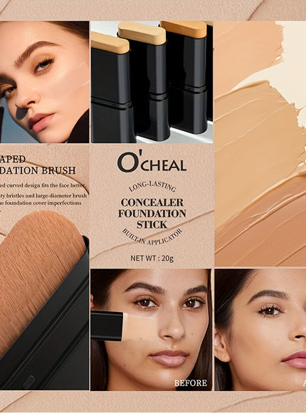 2in1 Waterproof Concealer  Foundation Stick  SweatResistant Strong Coverage for Dark Circles Natural Finish MultiColor Shades All Light Beige Types Compact TravelFriendly Design
