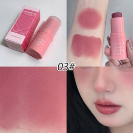 3pcsset Natural Matte 3 in 1 Multifunctional Blush Stick Nude Makeup Brightening Skin Tone Cream for Daily Face Makeup