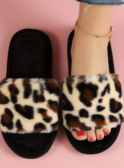 Cozy Leopard Slippers Warm NonSlip Comfort for Women