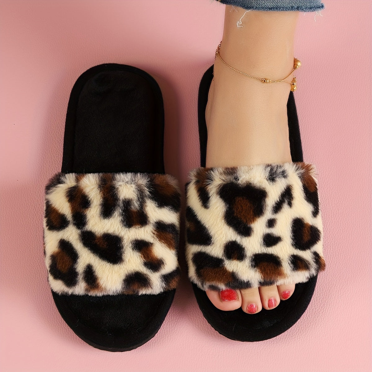 Cozy Leopard Slippers Warm NonSlip Comfort for Women