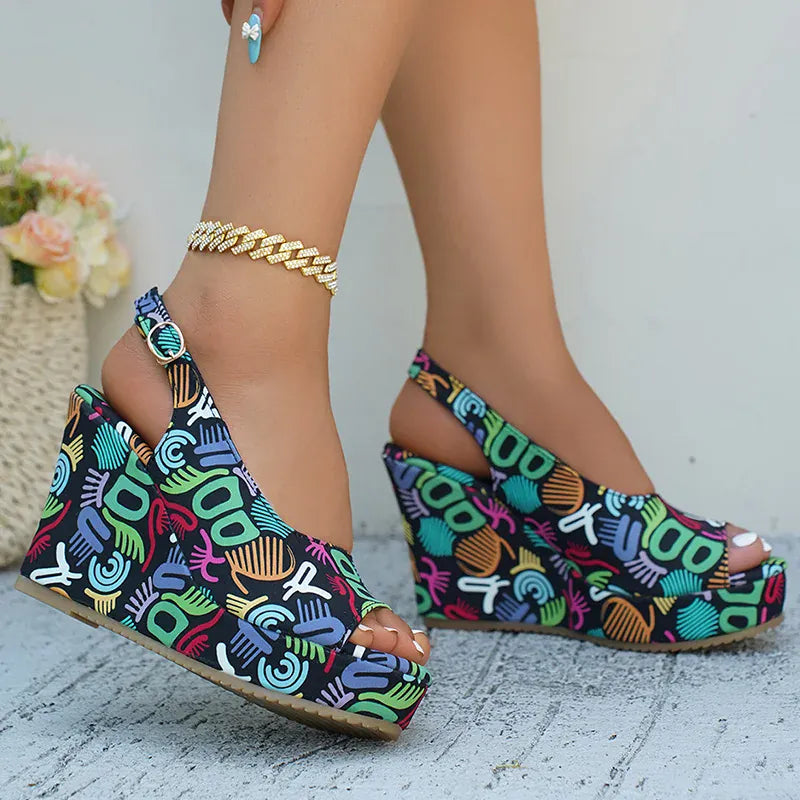 KissICON Print Decor Super High Heels Sandals for Women