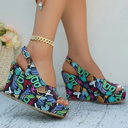 KissICON Print Decor Super High Heels Sandals for Women