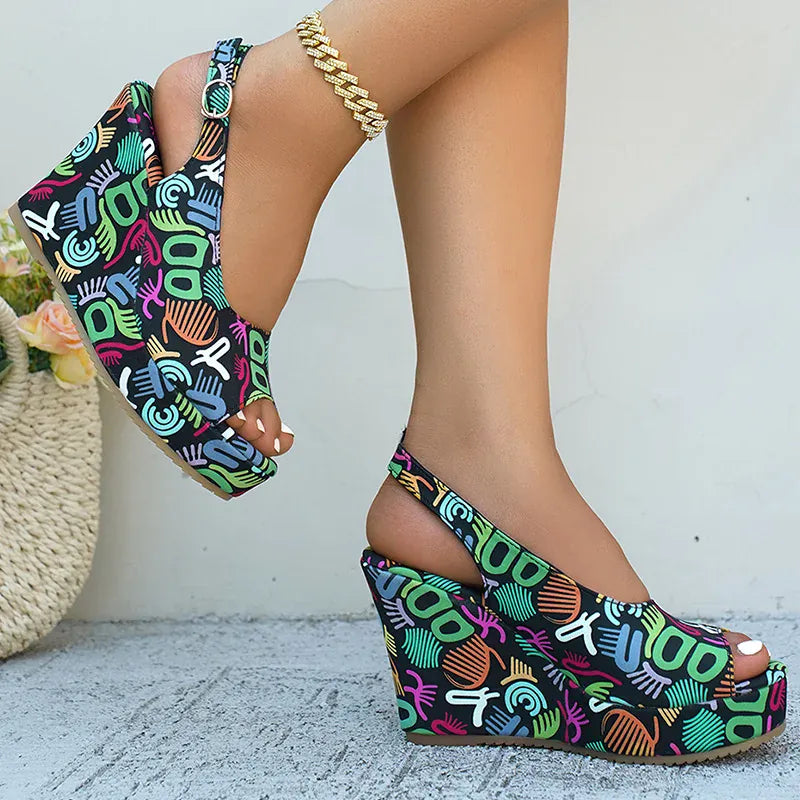 KissICON Print Decor Super High Heels Sandals for Women
