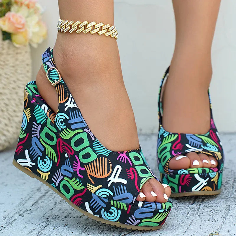 KissICON Print Decor Super High Heels Sandals for Women