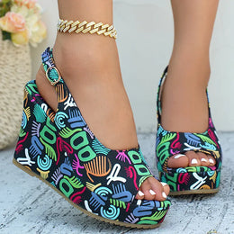 KissICON Print Decor Super High Heels Sandals for Women