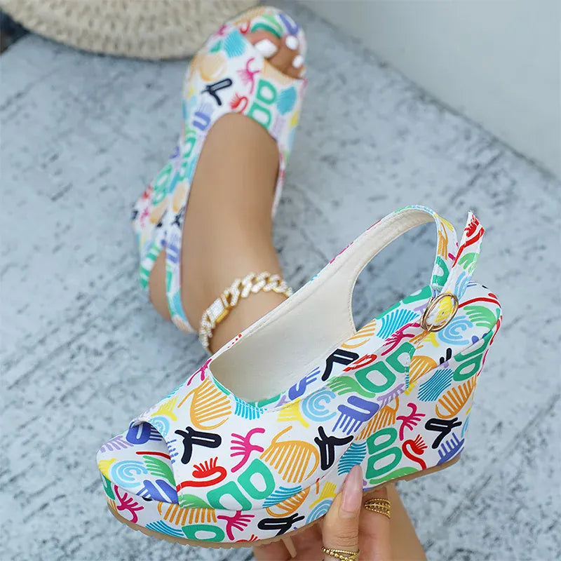 KissICON Print Decor Super High Heels Sandals for Women