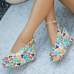 KissICON Print Decor Super High Heels Sandals for Women