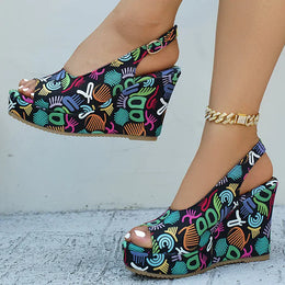 KissICON Print Decor Super High Heels Sandals for Women