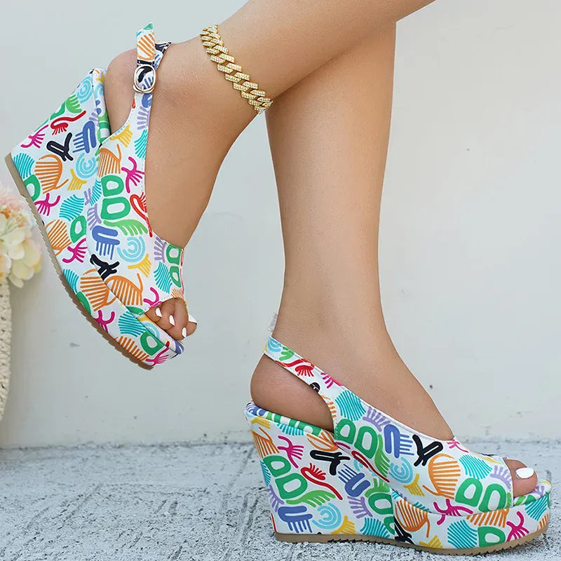 KissICON Print Decor Super High Heels Sandals for Women