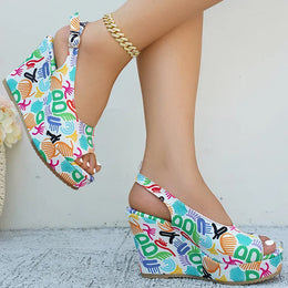 KissICON Print Decor Super High Heels Sandals for Women