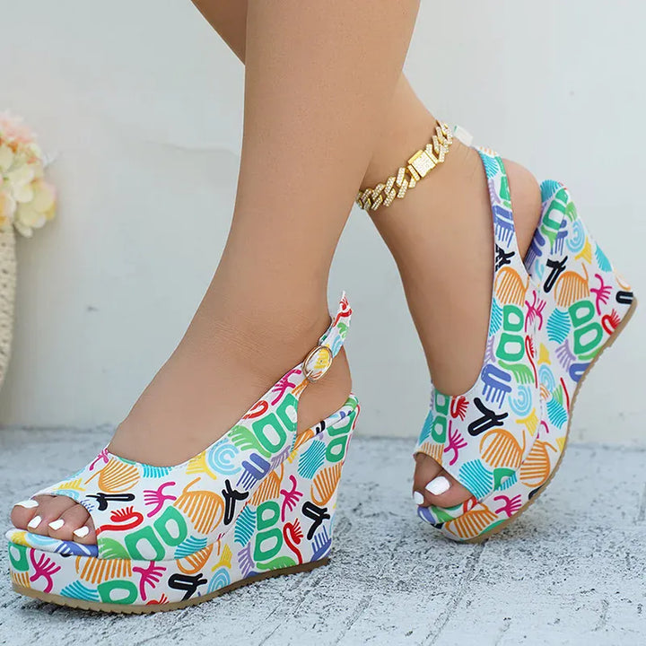 Print Decor Super High Heels Sandals for Women