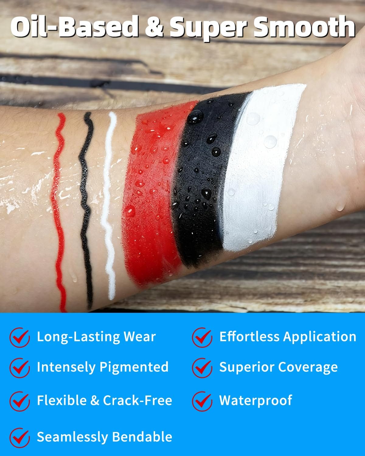 KissICON Pro OilBased Face  Body Paint Kit White Black Red