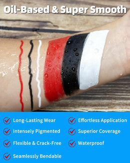 KissICON Pro OilBased Face  Body Paint Kit White Black Red