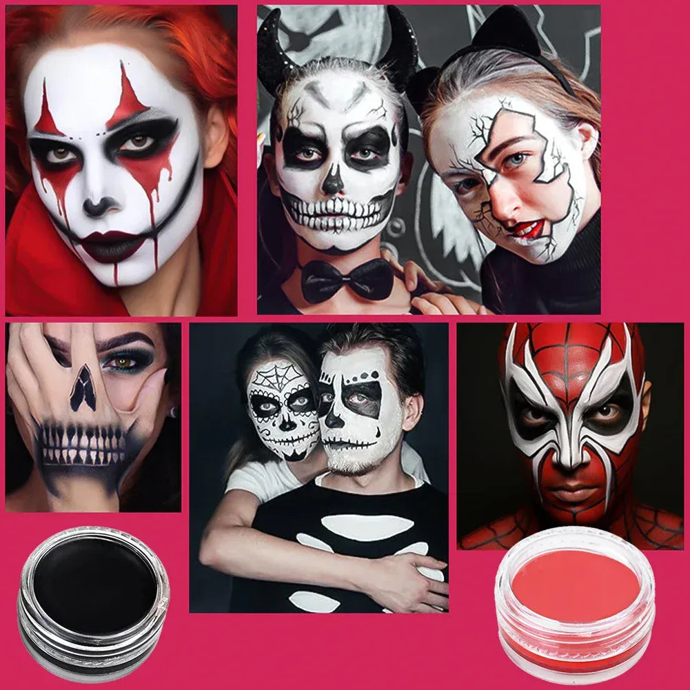KissICON Professional Halloween Makeup Kit Face Body Paint White Black Red Special Effects Christmas Cosplay Party Supplies