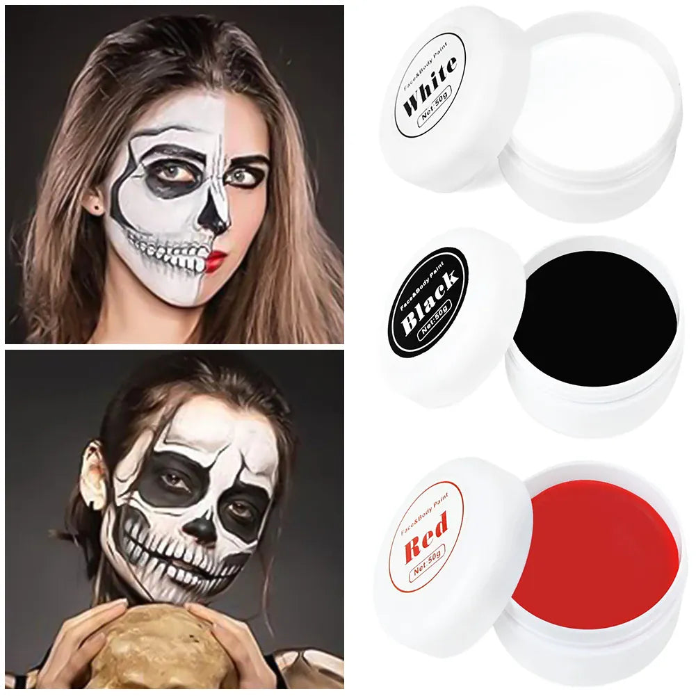 KissICON Professional Halloween Makeup Kit Face Body Paint White Black Red Special Effects Christmas Cosplay Party Supplies