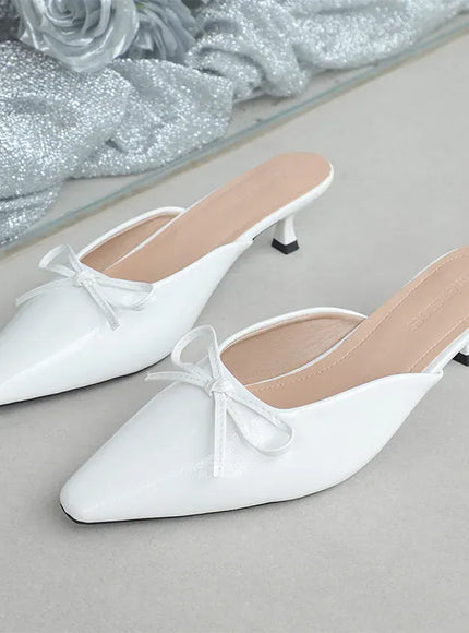 KissICON Pu Leather Low Heels Sandals for Women Bowtie