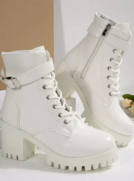 KissICON Pu Leather Platform Ankle Boots for Women 2025