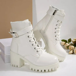 KissICON Pu Leather Platform Ankle Boots for Women 2025