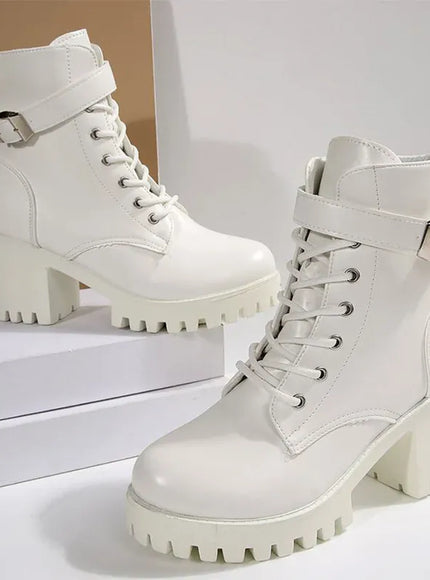KissICON Pu Leather Platform Ankle Boots for Women 2025