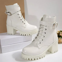 KissICON Pu Leather Platform Ankle Boots for Women 2025
