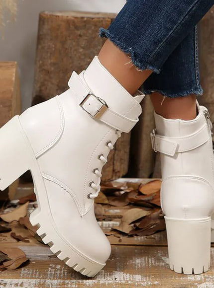 KissICON Pu Leather Platform Ankle Boots for Women 2025