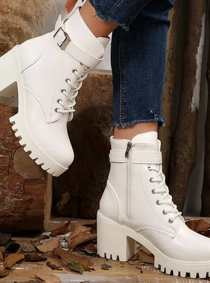 KissICON Pu Leather Platform Ankle Boots for Women 2025