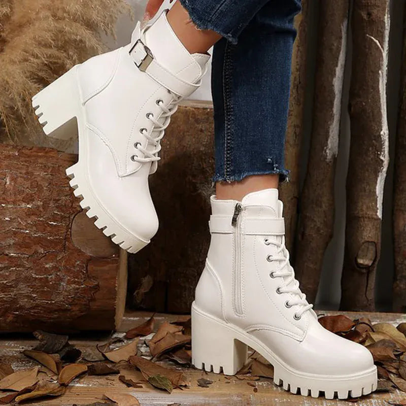 KissICON Pu Leather Platform Ankle Boots for Women 2025