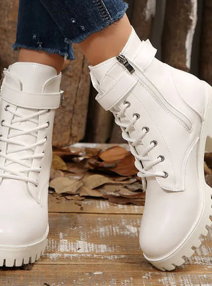 KissICON Pu Leather Platform Ankle Boots for Women 2025
