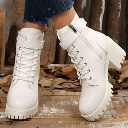 KissICON Pu Leather Platform Ankle Boots for Women 2025