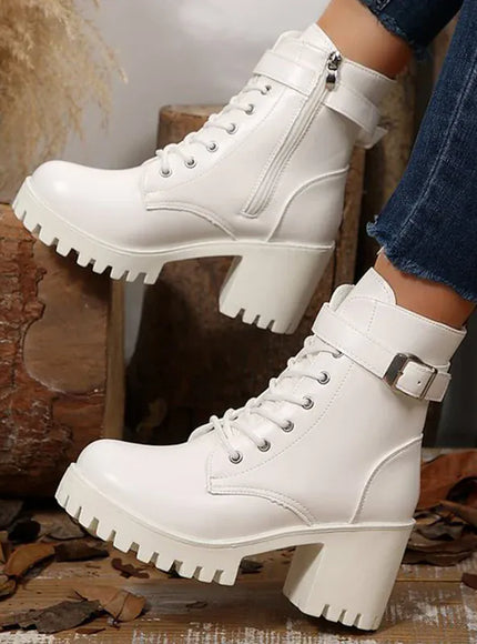 KissICON Pu Leather Platform Ankle Boots for Women 2025