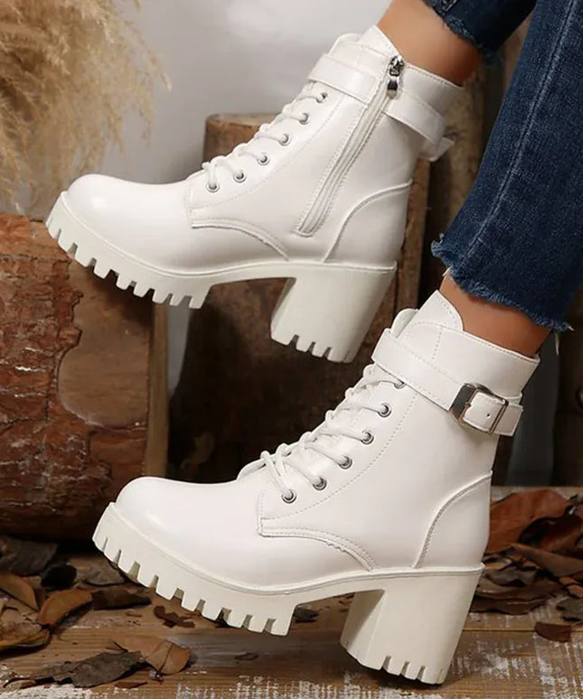 KissICON Pu Leather Platform Ankle Boots for Women 2025