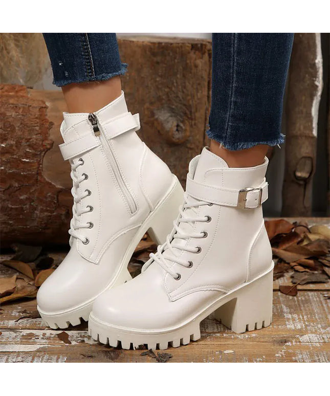KissICON Pu Leather Platform Ankle Boots for Women 2025