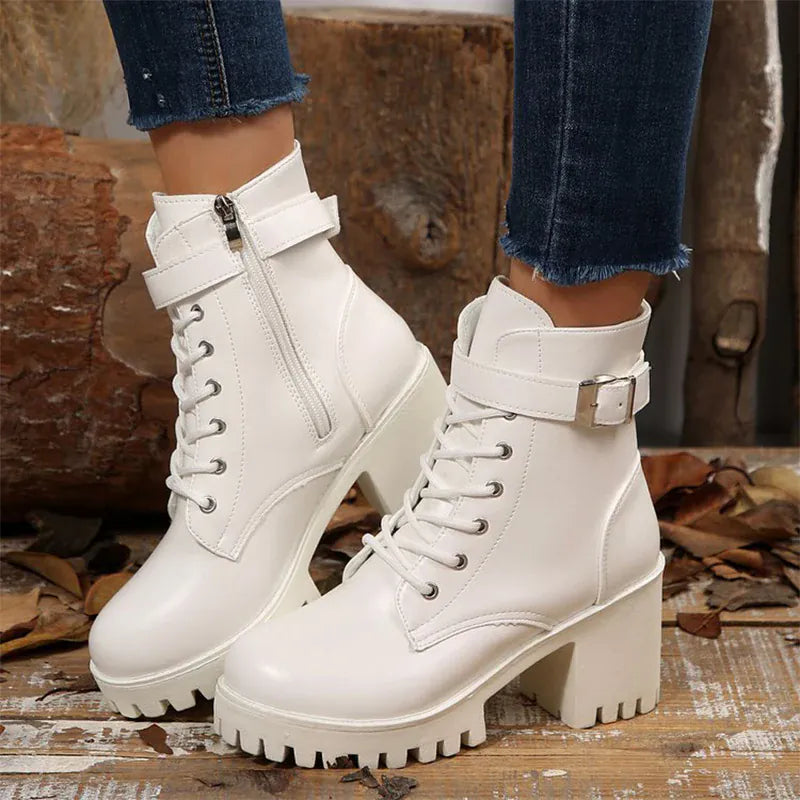 KissICON Pu Leather Platform Ankle Boots for Women 2025