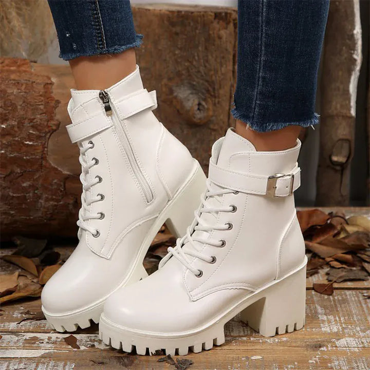 Pu Leather Platform Ankle Boots for Women 2025