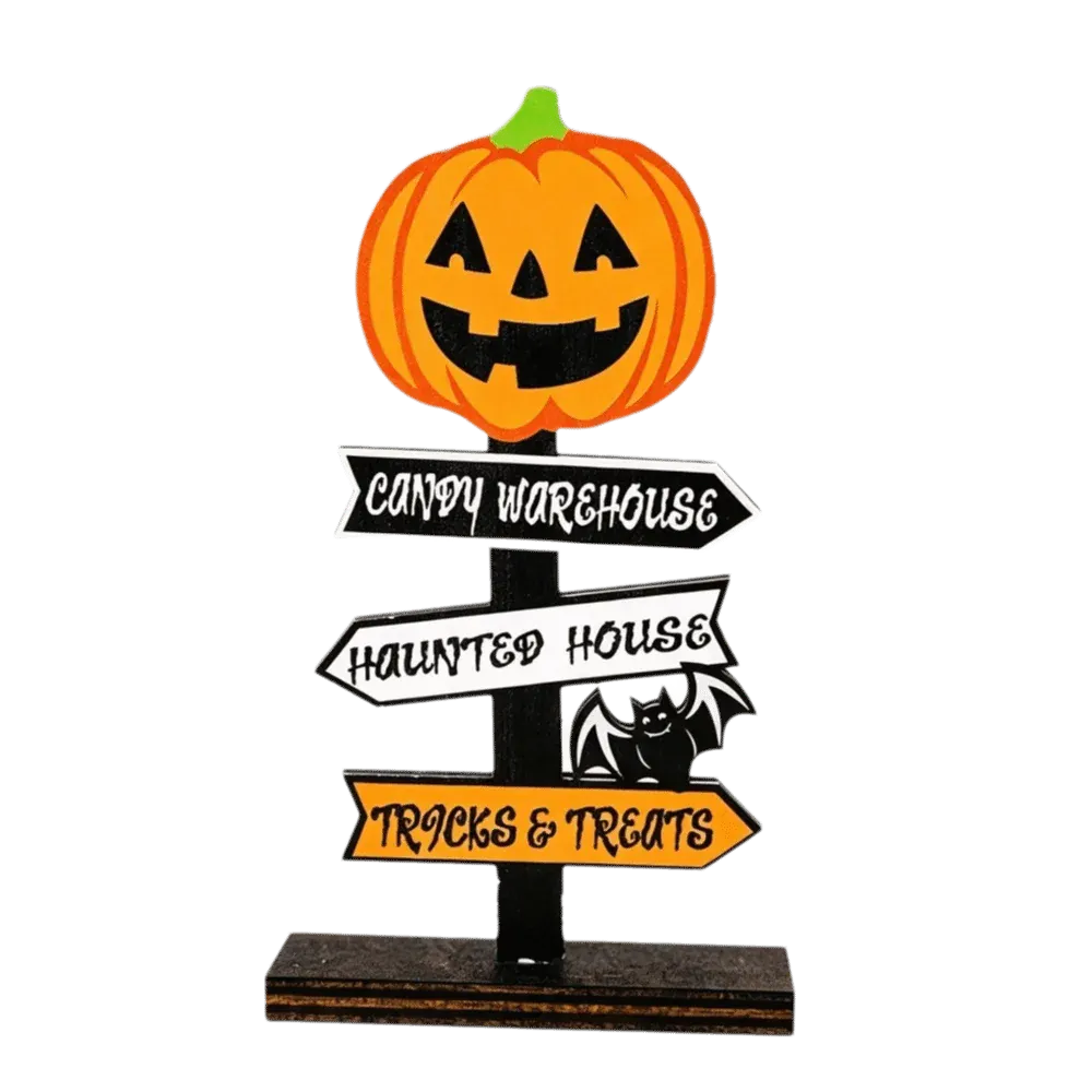 KissICON Pumpkin Style Gothic Style Halloween Ghost Ornament Handmade Wood Pumpkin Ghost Decor Atmosphere Decor Wooden Desktop Ornament Halloween Party