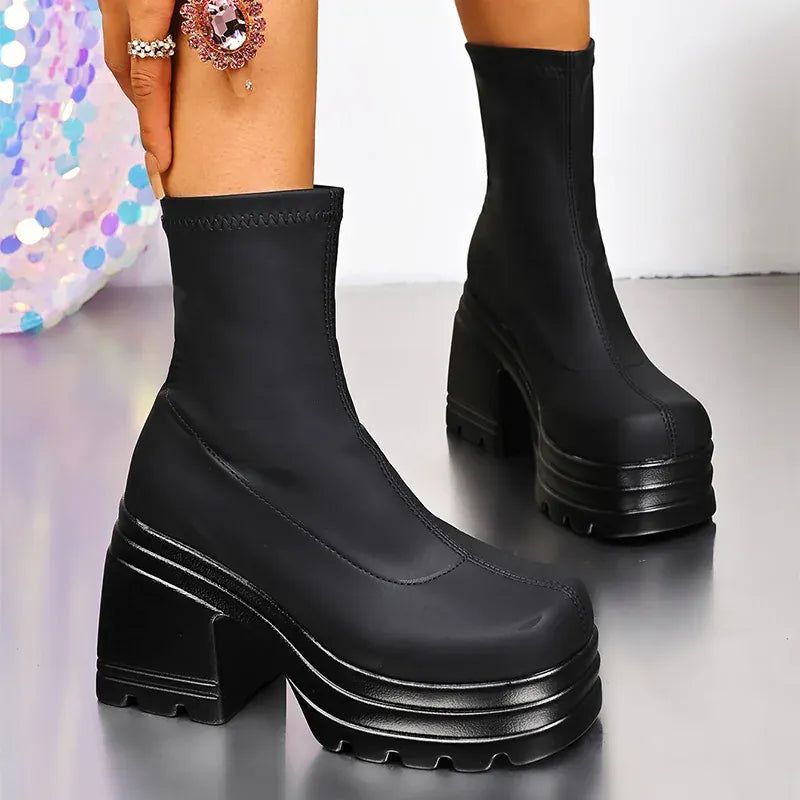 KissICON Punk Super High Heels Boots for Women Plus