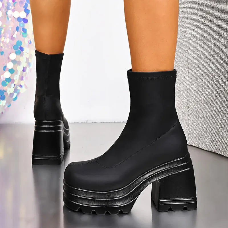 KissICON Punk Super High Heels Boots for Women Plus